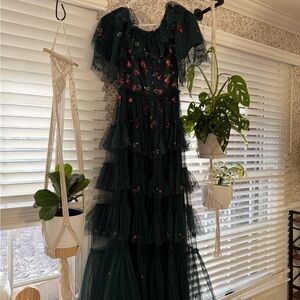 Ivy City Co Dark Green Floral Maxi Dress